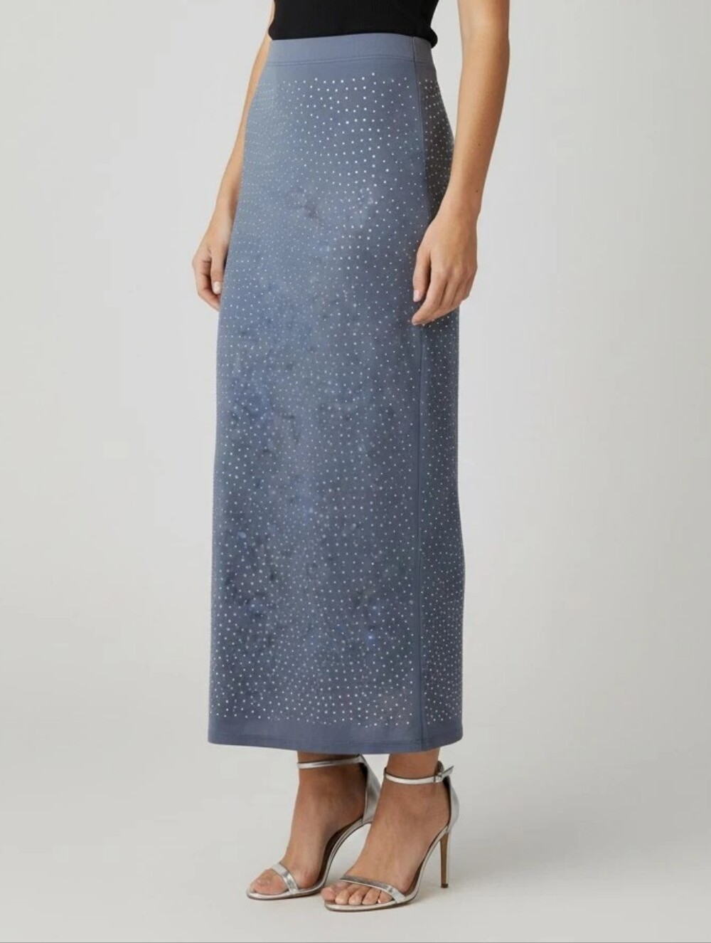 Haute Monde Light Blue Maxi Rhinestone Embellished Skirt